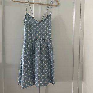 Adorable baby doll blue polka dot dress.